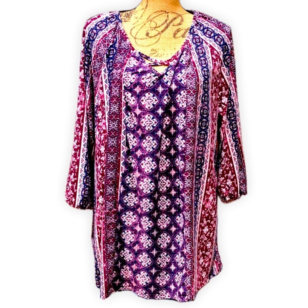 Catherine’s 1X Tunic Flowing Pullover 3/4 Sleeve - Picture 1 of 8